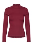 Beatha Silk T-Shirt W/ Lace Tops T-shirts & Tops Long-sleeved Red Rosemunde