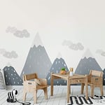 Ambiance Stickers Muraux Enfants Décoration Chambre Bébé - Autocollant Sticker Mural Adhesif Géant Montagnes Scandinaves Dinka - H60 x L90 cm