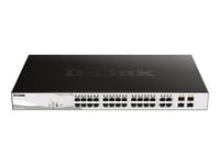 D-Link DGS 1210-24P - Commutateur - intelligent - 24 x 10/100/1000 (PoE+) + 4 x combo Gigabit Ethernet / SFP Gigabit - de bureau, Montable sur rack - PoE+ (193 W)