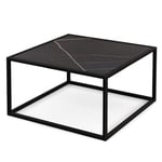Soffbord i marmorlook rektangulärt soffbord med bordsskiva av fuskmarmor 70 x 70 x 40 cm svart
