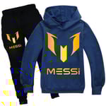 Messi Barn Sweatshirt Hoodie Byxor Set 2-delad Barn Tracksuit Storlek 130-160 Navy blue 140cm