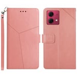 Motorola Edge 40 Neo 5G - Læder cover / pung - Aftagelig strop - Pink