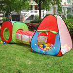 3 In 1 Children Kids Pop Up Play Tent Playhouse GREEN Tunnel Ball Pit Toy Games