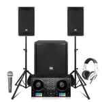 DJ Speaker System wtih Combo1200, Inpulse T7 Controller, Microphone & Headphones