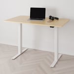 Höj och sänkbart skrivbord PREMIUM, 2-motorigt, vitt stativ, björk bordsskiva 180x80cm