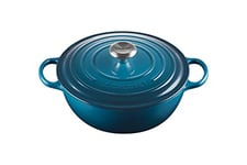 Le Creuset Signature Enamelled Cast Iron La Marmite Casserole Dish With Lid, 26 cm, 4.1 Litres,, Deep Teal, 21114266420430