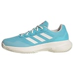 adidas Women's Gamecourt 2.0 Tennis Sneakers, Light Aqua/Off White/Bright red, 10 UK