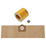 5 st Dammsugarpåsar 1 st Dammsugarfilter KARCHER WD3 Premium WD 3,300 M WD 3,200 WD3.500 P 6,959-130