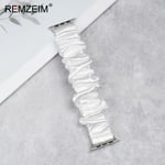 Elastisk Scrunchie-rem för Apple Watch-armband 44mm 40mm 42mm 41mm 38mm 45mm 49mm Ultra Armband IWatch Kvinnor 8 7 6 5 4 SE Vit White 38mm 40mm 41mm