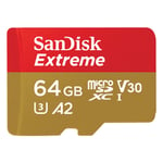 microSDXC Extreme 64GB A2 C10 V30 UHS-I U3 170MB/s