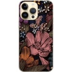 Apple iPhone 14 Pro Max Transparent Mobilskal Tecknade blommor