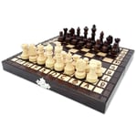 Shakkipeli shakkilauta puinen laadukas - Shakkilautasetti taitettava shakkinappuloilla isot lapsille ja aikuisille 21x21 cm