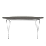 Fritz Hansen - B620 Superellips Utdragbart, Laminat, Grå, Krom - Matbord - Arne Jacobsen,Bruno Mathsson,Piet Hein