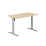 Höj- & sänkbart elskrivbord, grått stativ, bordsskiva i björk, 120x70 cm
