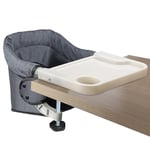 Toogel Chaise de Table pour Bébé avec Plateau Amovible, Chaise Haute Portable Pilante avec Sangles de Sécurité, Siège de Table pour Enfant avec Sac de Transport pour Maison et Voyage (Gris)