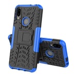 AUSKAS-UK Shockproof Protective Case For Xiaomi Tire Texture TPU+PC Shockproof Phone Case for Xiaomi Redmi Note 7, with Holder Combination Case (Color : Blue)