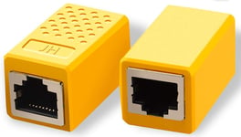 2Pcs RJ45 Coupler, Ethernet Connectors, for Cat7/Cat6/Cat5e/Cat5 Ethernet Cable Extender Connector - Female to Female (Yellow)