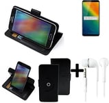 For Lenovo K5 Note (2018) protective case + EARPHONES black cover bag wallet fli