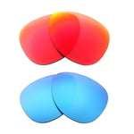 Walleva Fire Red + Ice Blue Polarized Lenses For Oakley Split Time Sunglasses