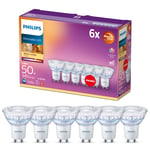 Philips WarmGlow 6 Pack Dimmable [GU10] LED Light Bulbs, 3.8 W - 50W Equivalent, 2700 - 2200K, Warm White