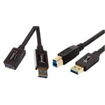 Amazon Basics Rallonge Câble USB 3.0 mâle A vers femelle A 3 m & Câble USB 3.0 A-mâle-B-mâle (1,8 m)