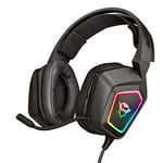 Trust Gaming Headset GXT 450 Blizz, 7.1 Surround Sound Headphones, RGB Illumination, Flexible Microphone, Volume Control, 2m Braided Cable, Over-Ear USB Headset for PC and Laptop - Black
