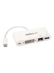 USB-C Multiport Adapter for Laptops - Power Delivery - DVI - GbE - USB 3.0 ekstern videoadapter - hvid