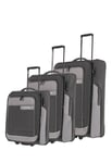 Ensemble de valises Travelite, 3 pièces, tailles softshell S-M-L, durable, VIIA, 2 rouleaux, ensemble de valises souples en matériau recyclé, serrure TSA