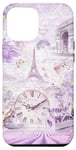Coque pour iPhone 13 Pro Max France Love Tour Eiffel Paris et Lavande