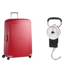 Samsonite S'Cure - Spinner L Suitcase, 75 cm, 102 L, Red (Crimson Red) & Global Travel Accessories - Manual Luggage Scale, 16 cm, Black