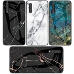 Samsung A7 2018 Marmorskal 9H Härdat Glas Baksida Glassback V2 Green Emerald Green