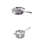 Le Creuset 3-Ply Stainless Steel Saute Pan with Lid, 24 cm and Stainless Steel Saucepan with Lid, 18 cm