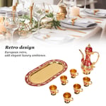 (Gold Red)Retro Coffee Pot Set With Vintage Tray Waterproof Metal Kit For Party