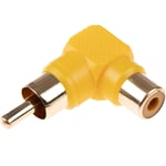 Yellow RCA Phono Right Angle Male Plug to Female Socket Video TV Cable Adapter