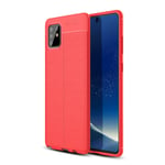 Samsung Galaxy Note 10 Lite - Gummi cover/etui i Læder Design - Rød