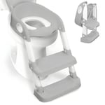 Mobiclinic - Siege de toilette enfant Lala Avec escaliers Antiderapant Reglable Pliable Gris et blanc