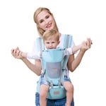 YORKING Baby Carrier Breathable Carrier for Infants and Toddlers Adjustable Baby Carrier Wrapped Carrier with Hip Seat Newborn Backpack Breastfeeding Baby Carrier Blue