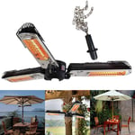 Patio Parasol Heater, Free Standing Outdoor Parasol Heater Folding Electric Infrared Space Heater With 3 Heating Panels 1950W Radiant Heater Garden,Black