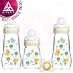 MAM Glass Baby Bottles & Soother Starter Set│Anti-Colic│Soother & 3 Baby Bottles