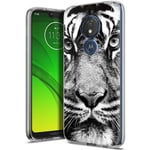 Yoedge for Motorola Moto G7 Power Case, Clear Transparent Personalised Print Patterned Protective Case Ultra Slim Shockproof TPU Silicone Gel Cover for Motorola Moto G7 Power (Tiger)