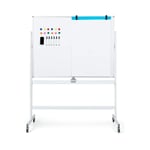 Dubbelsidig mobil whiteboard med rutmönster & stativ & pennfack 120x90cm vit