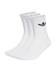 adidas Originals Unisex 3 Pack Trefoil Crew Cushion Socks - White, White, Size S, Men
