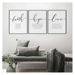 GKMM Bible Verse Poster and Prints Faith Hope Love Wall art Print Christian Quotes Canvas Painting Living Room Posters on the Wall 20x28inx3 No Frame