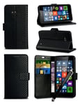 Other For Sony Xperia X Mini / F5321 - Black Textured Carbon Fibre Style Wallet Flip Skin Case Cover with Capacitive STYLUS Touch Screen Pen
