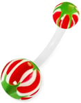 Candy Monster - Rød, Hvit og Grønn Navlepiercing av Bioplast