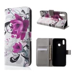 Huawei P20 Lite / Nova 3e mobilfodral i PU skyddar plånbok korthållare sedelförvaring stående läge - Kapok blomma