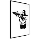 Plakat - Banksy Mona Lisa with Rocket Launcher - 40 x 60 cm - Sort ramme