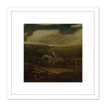 Pinkham Ryder Race Track Death Pale Horse 8X8 Inch Square Wooden Framed Wall Art Print Picture with Mount