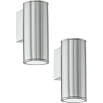 2 PACK IP44 Outdoor Wall Light Stainless Steel 1x 3W GU10 Porch Down Lamp