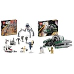 LEGO 75372 Star Wars Pack de Combat des Clone Troopers et Droïdes de Combat, Jouet pour Enfants & 75360 Star Wars Le Chasseur Jedi de Yoda, Jouet de Construction, The Clone Wars Set de Véhicule